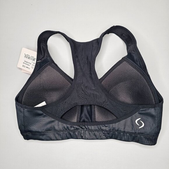 Brooks Moving Comfort S Black Lightly Lined Sports Bra Racerback 32C 34C Wicking - Picture 3 of 6